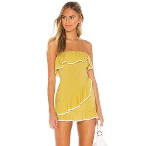 MEDIUM Tularosa Carrie Strapless Romper Chartreuse Green with White Trim NWT